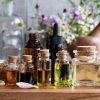 Array of essential oils displayed together. Skincare, essential oils.
